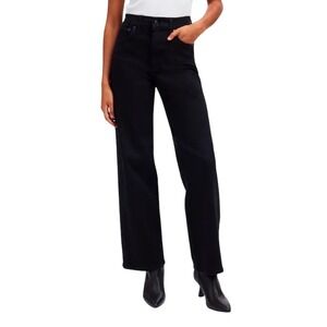 Madewell Women 27 Black Perfect Vintage Wide-Leg Jeans NM234 High Rise New